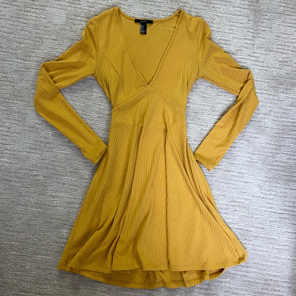 Forever 21 yellow v neck dress